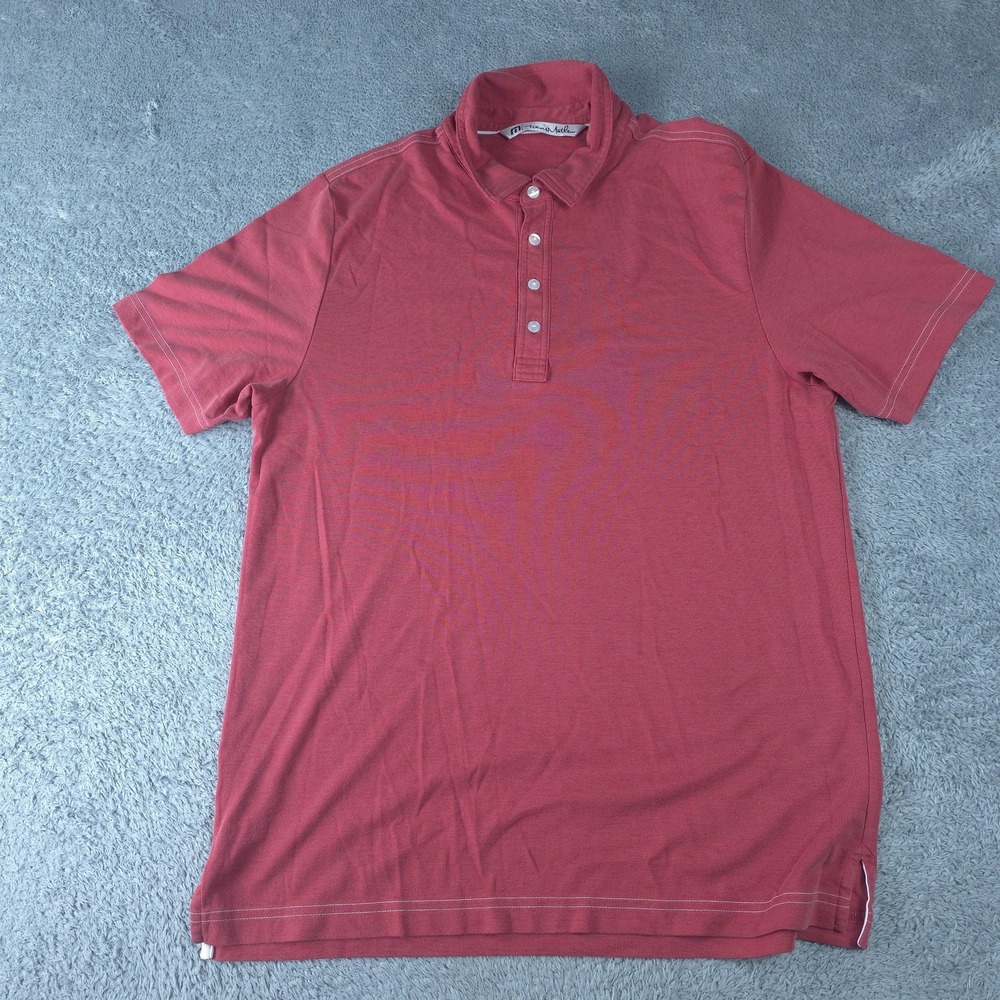 TravisMathew Polo Shirt Mens Large Red Solid Golf Pima Cotton Regular Fit